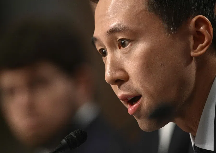 Shou Zi Chew, CEO of TikTok, testifies during the US Senate Judiciary Committee hearing in Washington, DC, on 31 January 2024. (Brendan Smialowski/AFP)
