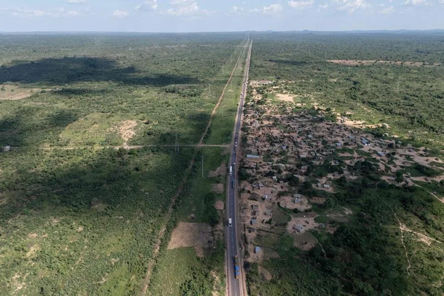 This aerial view shows road in a forest area in Likasi on 27 November 2025. (Glody Murhabazi/AFP)