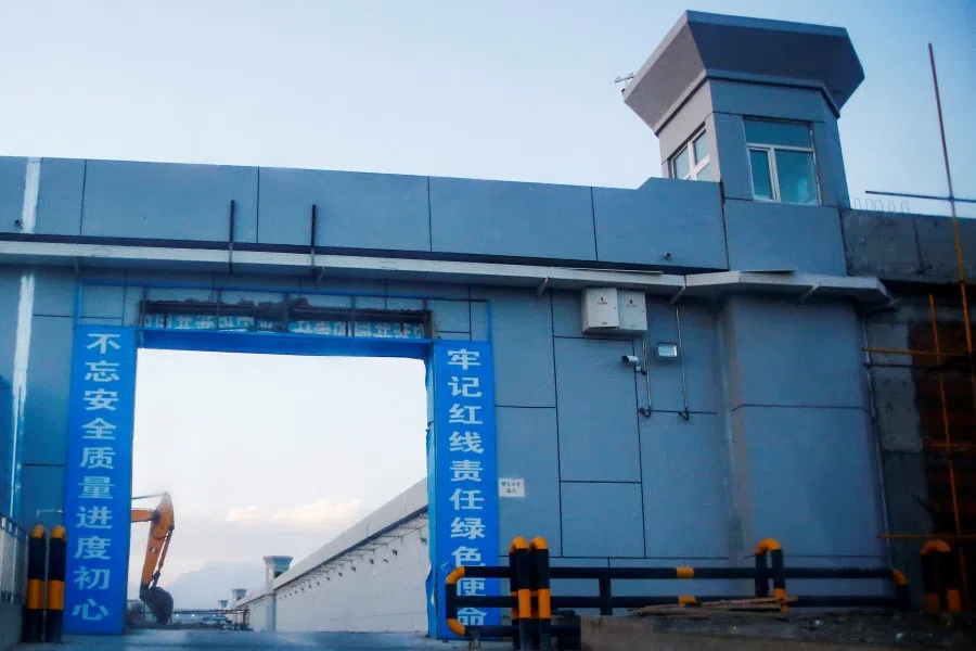 A gate of what is officially known as a vocational skills education centre is photographed in Dabancheng, in Xinjiang Uyghur Autonomous Region, China, 4 September 2018. (Thomas Peter/Reuters)
