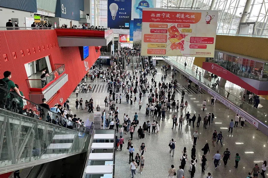 Visitors attend the China Import and Export Fair, also known as Canton Fair, in Guangzhou, Guangdong province, China, 15 April 2023. (Ellen Zhang/Reuters)