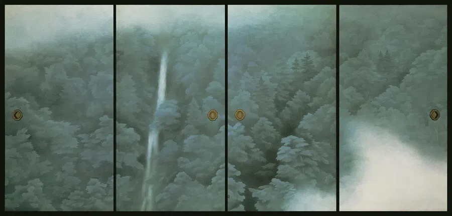 Kaii Higashiyama, Mountain Clouds, Toshodaiji Temple wall mural, exhibited at Shanghai Museum in 2019/2020. (Shanghai Museum)