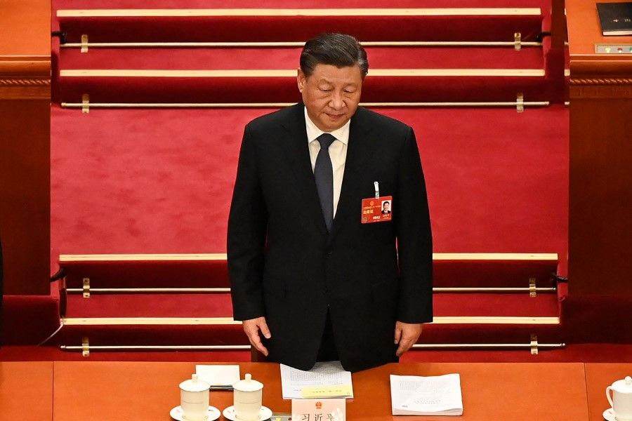 China's President Xi Jinping arrives for the second plenary session of the National People's Congress (NPC) at the Great Hall of the People in Beijing on 7 March 2023. (Greg Baker/AFP)