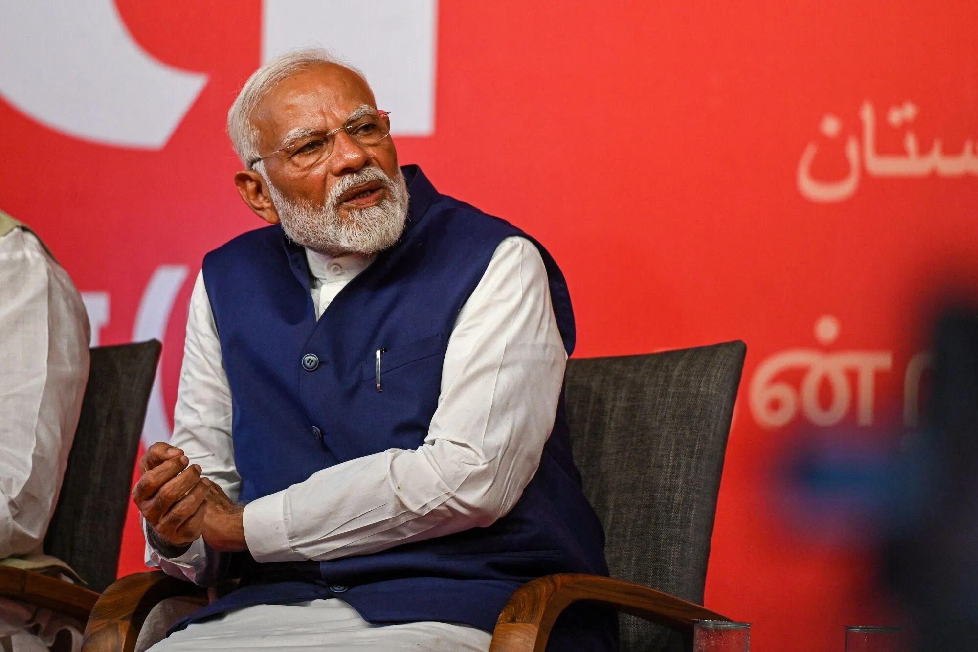Narendra Modi, India’s prime minister, speaks at the Bhartiya Janata Party (BJP) headquarters in New Delhi, India, on 4 June 2024.