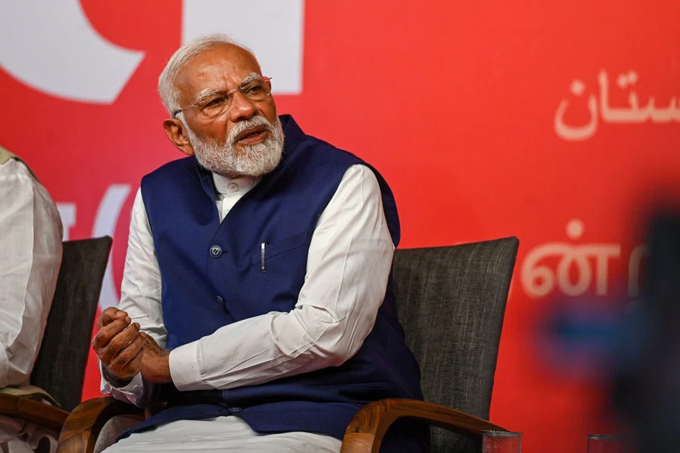 Narendra Modi, India’s prime minister, speaks at the Bhartiya Janata Party (BJP) headquarters in New Delhi, India, on 4 June 2024. (Prakash Singh/Bloomberg)