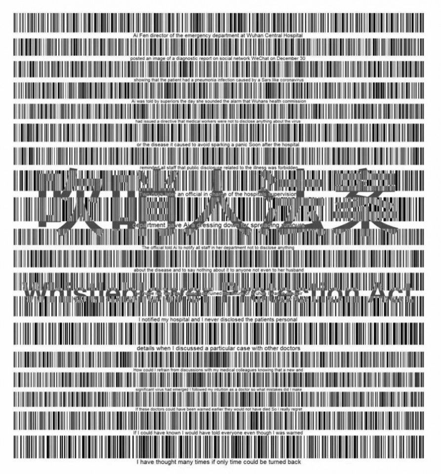 Text in the form of barcodes.