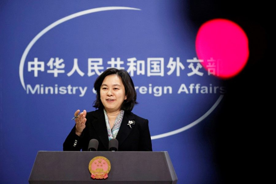 Chinese Foreign Ministry spokeswoman Hua Chunying holds a news conference in Beijing, China, 30 November 2020. (Thomas Peter/Reuters)
