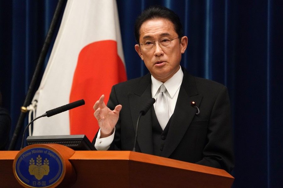 Fumio Kishida, Japan's prime minister, speaks during a news conference at the prime minister's official residence in Tokyo, Japan, on 4 October 2021. (Toru Hanai/Bloomberg)