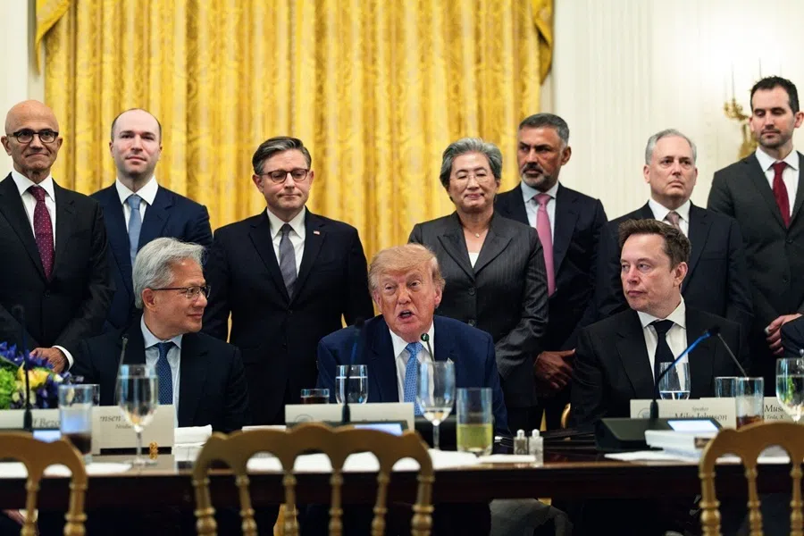 US President Donald Trump during a meeting with tech executives on artificial intelligence safety in the East Room of the White House in Washington, DC, US, on 29 September 2026.
