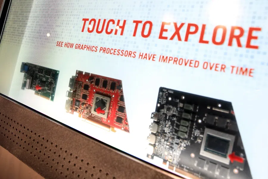 Semiconductor chips displayed at the Taiwan Semiconductor Manufacturing Co. (TSMC) Museum of Innovation in Hsinchu, Taiwan, on 11 January 2022. (I-Hwa Cheng/Bloomberg)