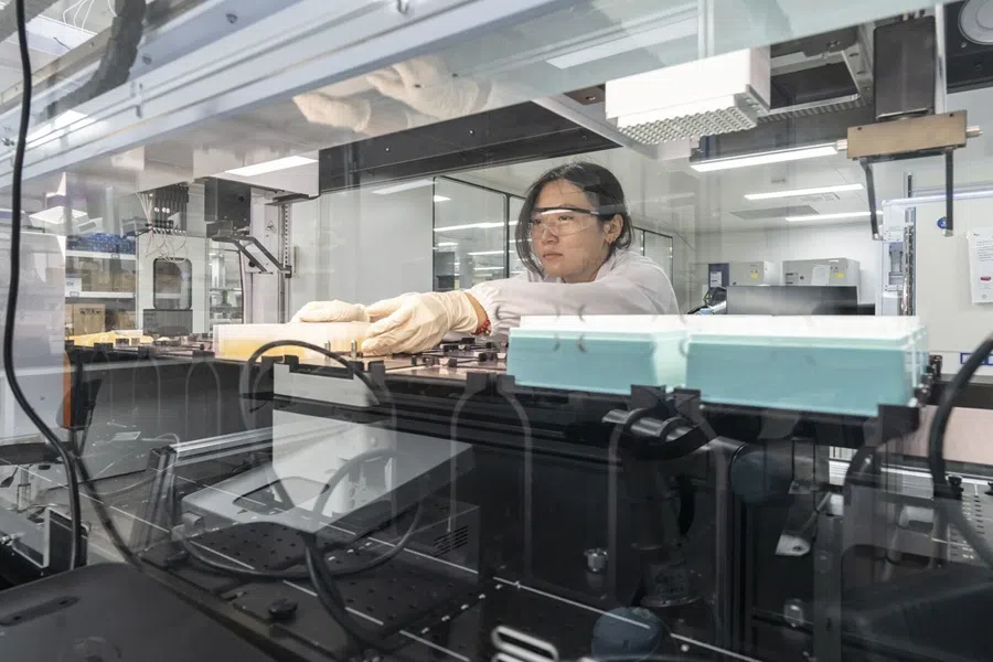 A researcher works with samples in a laboratory at Bota Biosciences Ltd. in Hangzhou, China, on 6 July 2026.