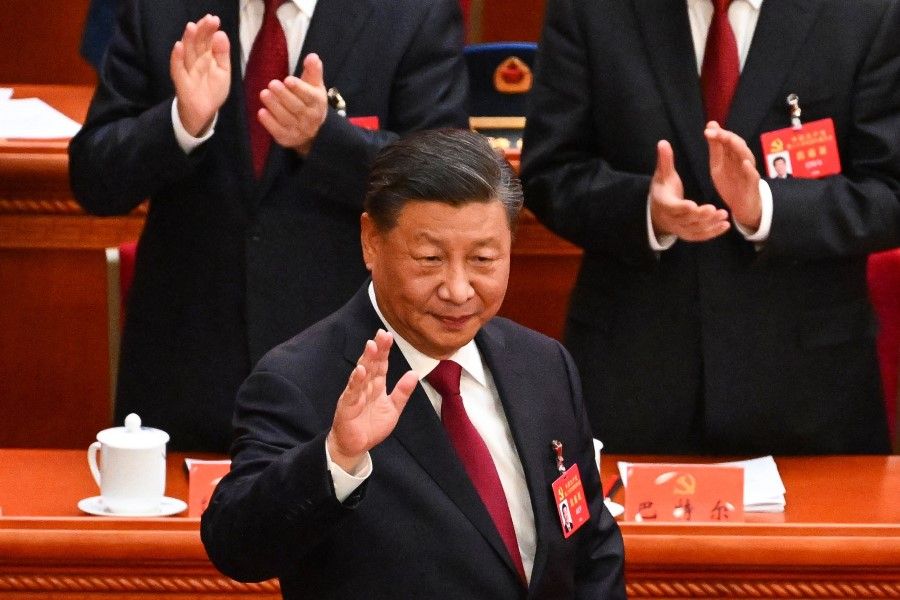 China's President Xi Jinping arrives for the opening session of the 20th Chinese Communist Party's Congress at the Great Hall of the People in Beijing on 16 October 2022. (Noel Celis/AFP)