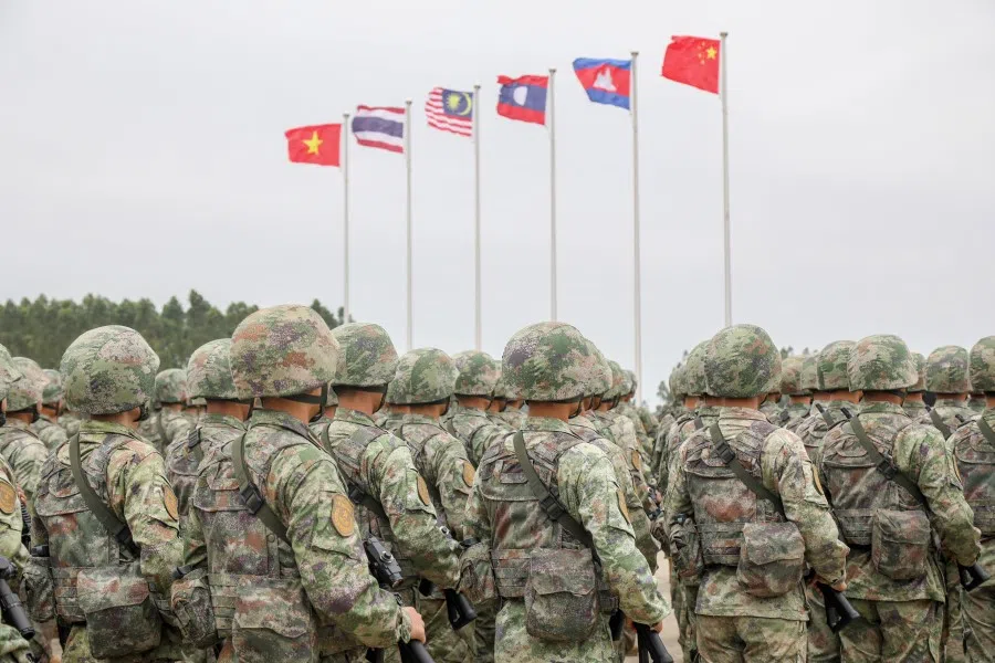 The opening ceremony of the Peace and Friendship-2023 military exercise in Zhanjiang, Guangdong province, China, on 13 November 2023. (Xinhua)