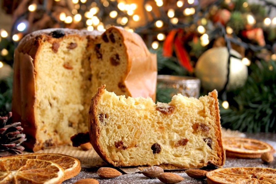 Italian panettone is hung upside down to prevent it from collapsing. (iStock)