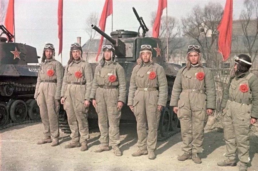 The newly formed tank unit of the People's Liberation Army. The tanks were seized from the National Revolutionary Army. (Photo taken by Vladislav Mikosha)