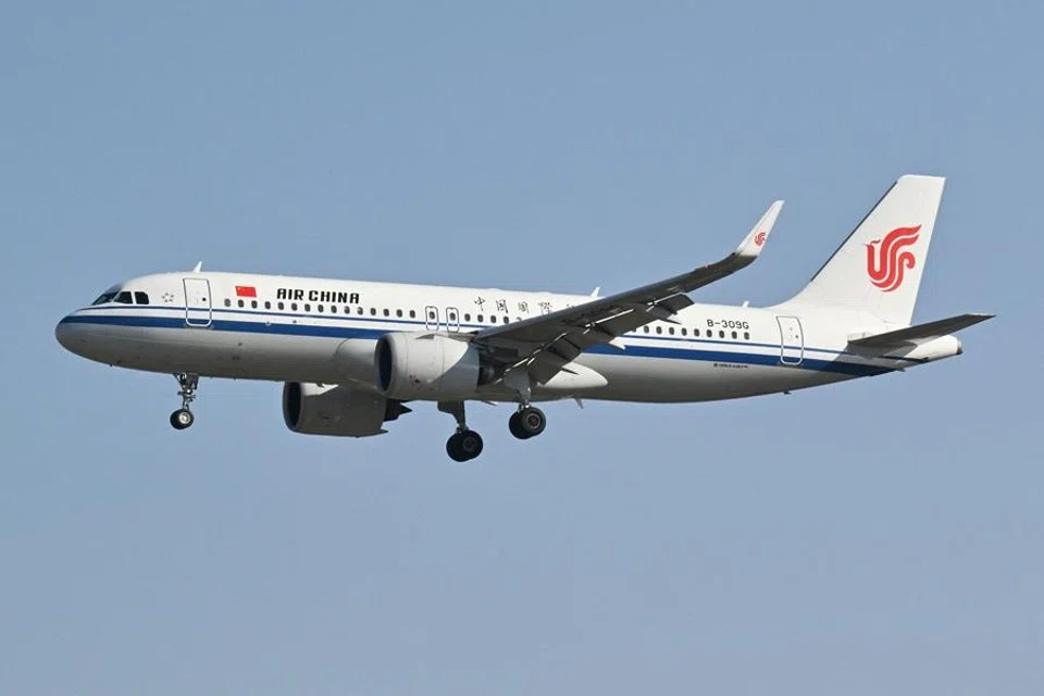An Airbus A320neo plane of Air China prepares to land at the Capital International Airport in Beijing on 19 November 2025. (Adek Berry/AFP)