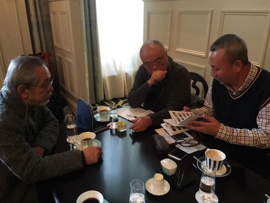 Koichi Saito (left) and I meet for the first time at Tokyo Station Hotel to discuss the publication, 2017.