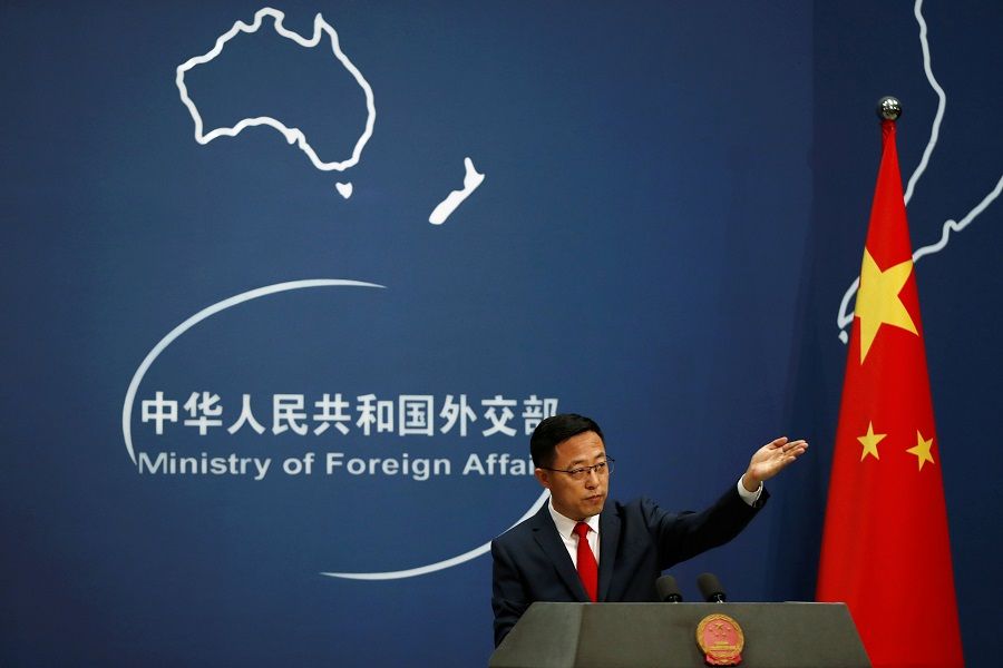 Chinese Foreign Ministry spokesman Zhao Lijian attends a news conference in Beijing, China, 10 September 2020. (Carlos Garcia Rawlins/Reuters)