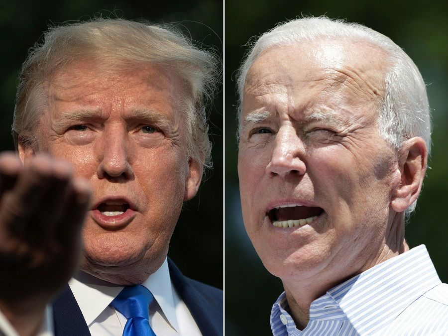 This combination of file pictures created on 11 June 2019 shows US President Donald Trump (left) as he departs the White House, in Washington, DC, on 2 June 2019, and former US Vice President Joe Biden during the kick off his presidential election campaign in Philadelphia, Pennsylvania, on 18 May 2019. (Jim Watson and Dominick Reuter/AFP)