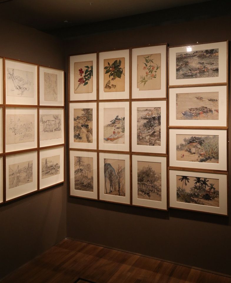 A collection of artist-writer Chen Chong Swee's works dated between the 1930s and 1980s exhibited at the National Gallery Singapore. (SPH Media)