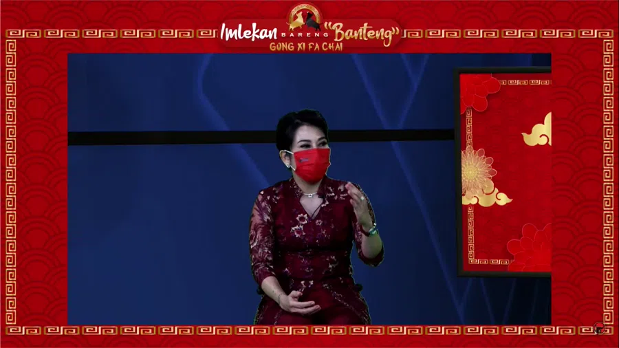Tjhai Chui Mie, mayor of Singkawang, at the celebration. (Screengrab from the PDI Perjuangan YouTube channel)