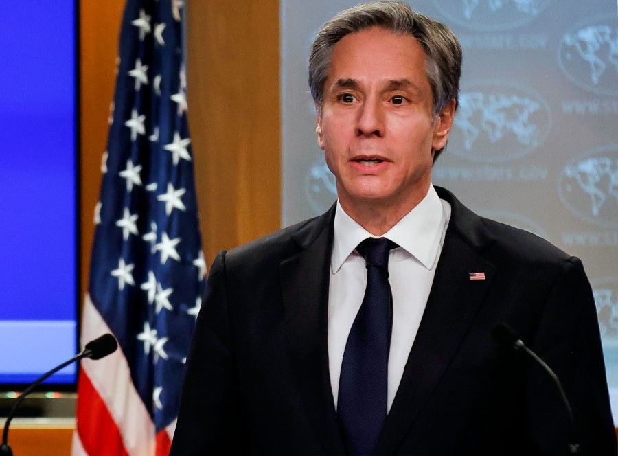 In this file photo US Secretary of State Antony Blinken addresses reporters during his first press briefing at the State Department in Washington, DC, on 27 January 2021. (Carlos Barria/AFP)