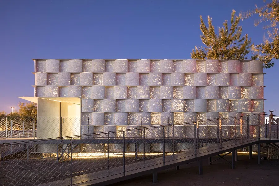 Chang Yung Ho, Concrete Vessel, night view, 2018. The Concrete Vessel is an experimental house Chang designed for the China House Vision exhibition. (Photo: Tian Fangfang)