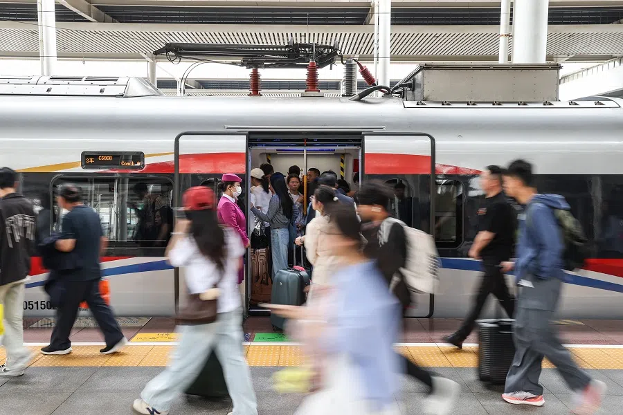 People at a subway station in Guiyang, Guizhou province, China, on 5 May 2025.