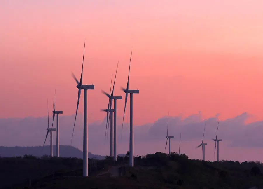 Wind turbines of the Sidrap Wind Farm during in Sindereng Rappang regency, South Sulawesi. The Sidrap wind farm is the first in Indonesia and the largest in the region, with 30 wind turbines on the farm and a capacity of 75MW. (SPH Media)