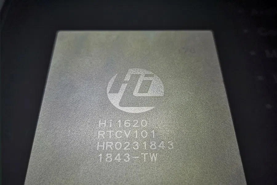 A Kunpeng 920 chip designed by Huawei's HiSilicon subsidiary bearing the internal name of Hi1620 is on display during a launch event at the Huawei headquarters in Shenzhen, Guangdong, China, on 7 January 2019. (Sijia Jiang/File Photo/Reuters)