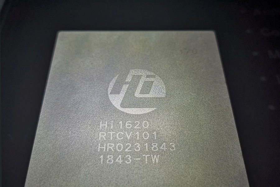 A Kunpeng 920 chip designed by Huawei's HiSilicon subsidiary bearing the internal name of Hi1620 is on display during a launch event at the Huawei headquarters in Shenzhen, Guangdong, China, on 7 January 2019. (Sijia Jiang/File Photo/Reuters)