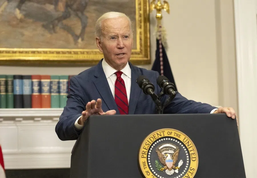 US President Joe Biden speaks in the Roosevelt Room of the White House in Washington, DC, US, on 20 September 2022. (Ron Sachs/CNP/Bloomberg)