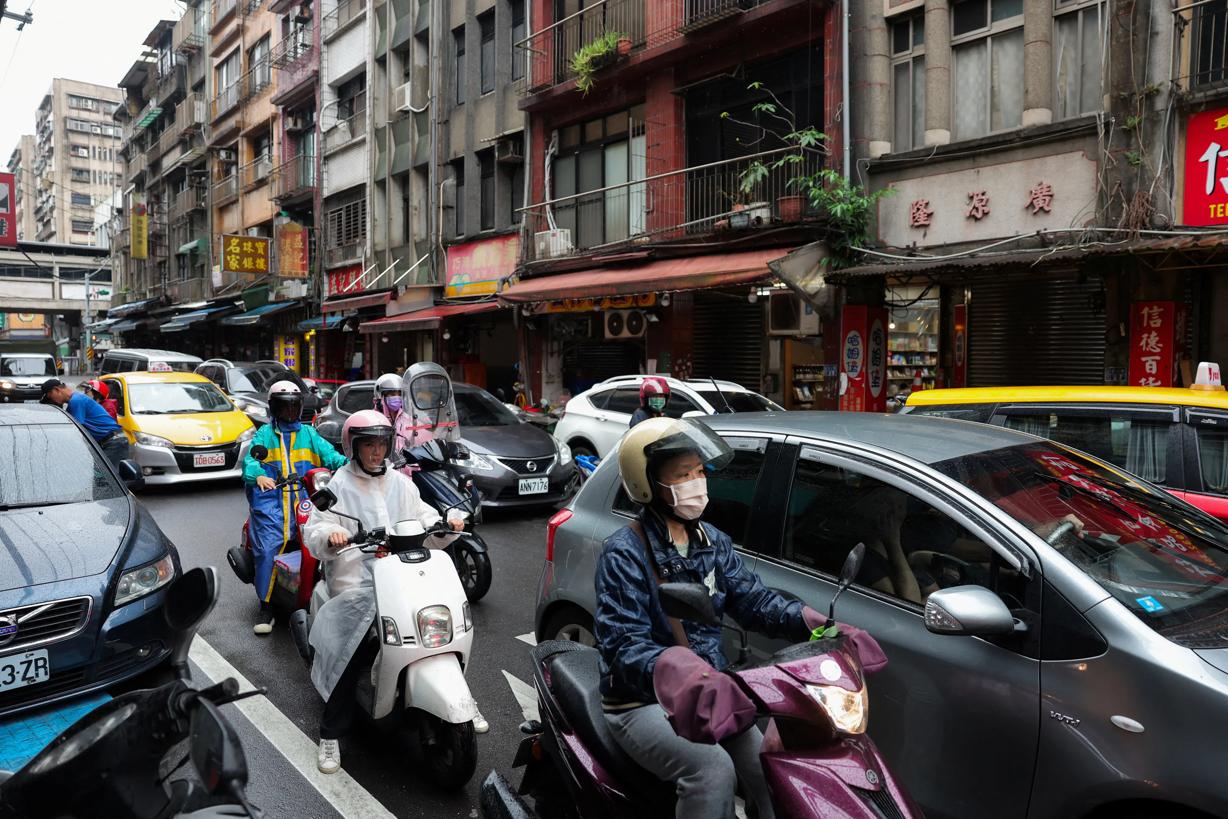 A general view of traffic during morning rush hour in Keelung, Taiwan, on 23 May 2024. (Ann Wang/Reuters)