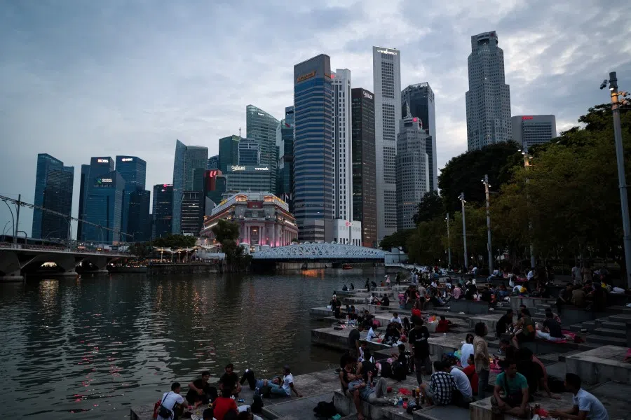 The Singapore city skyline at Esplanade Park. (SPH Media)