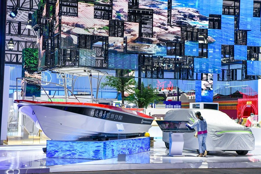 Preparations are underway at the second China International Consumer Products Expo in Haikou, Hainan province, China, on 22 July 2022. (CNS)