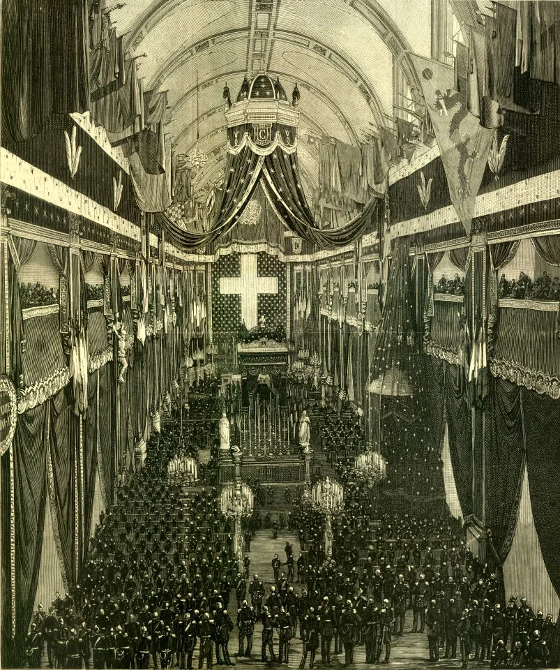 In 1885, French publication L'Illustration ran a picture on its cover, showing the grand scenes of Courbet's funeral at Les Invalides in Paris.