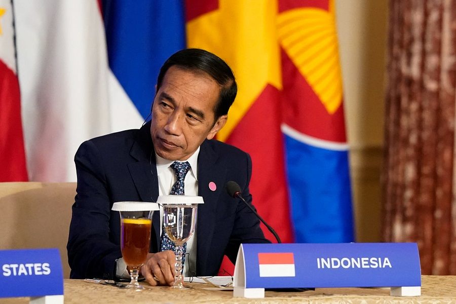 Indonesian President Joko Widodo listens as US Vice President Kamala Harris speaks during an event with leaders of the Association of Southeast Asian Nations (ASEAN) as part of the US-ASEAN Special Summit, in Washington, US, 13 May 2022. (Elizabeth Frantz/Reuters)