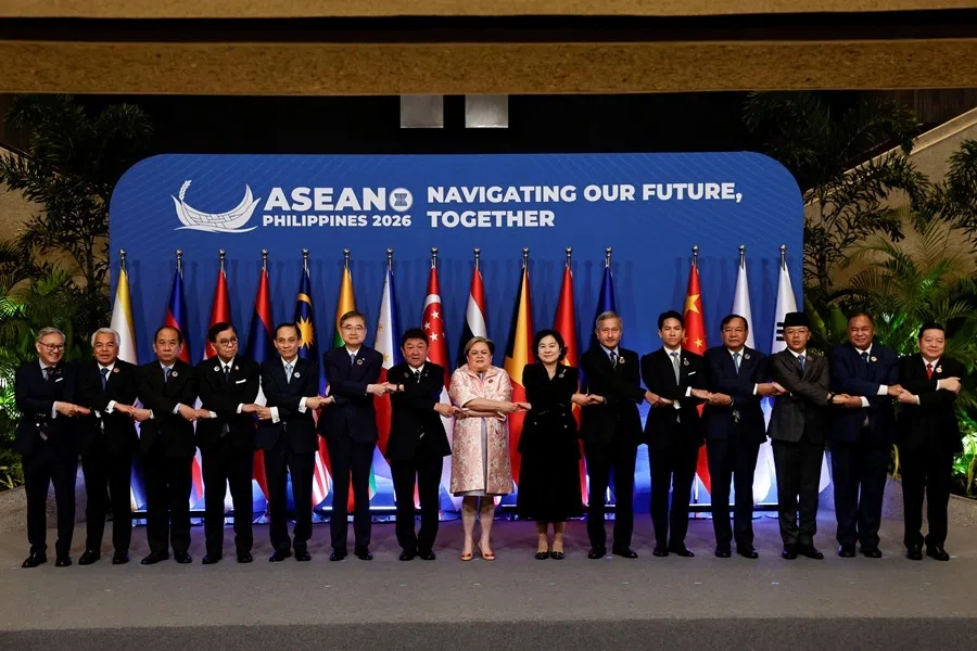 Delegates pose for a group photo during the 27th ASEAN Plus Three Foreign Ministers Meeting at  the Philippine International Convention Center in Pasay City, Metro Manila, 23 July 2026.