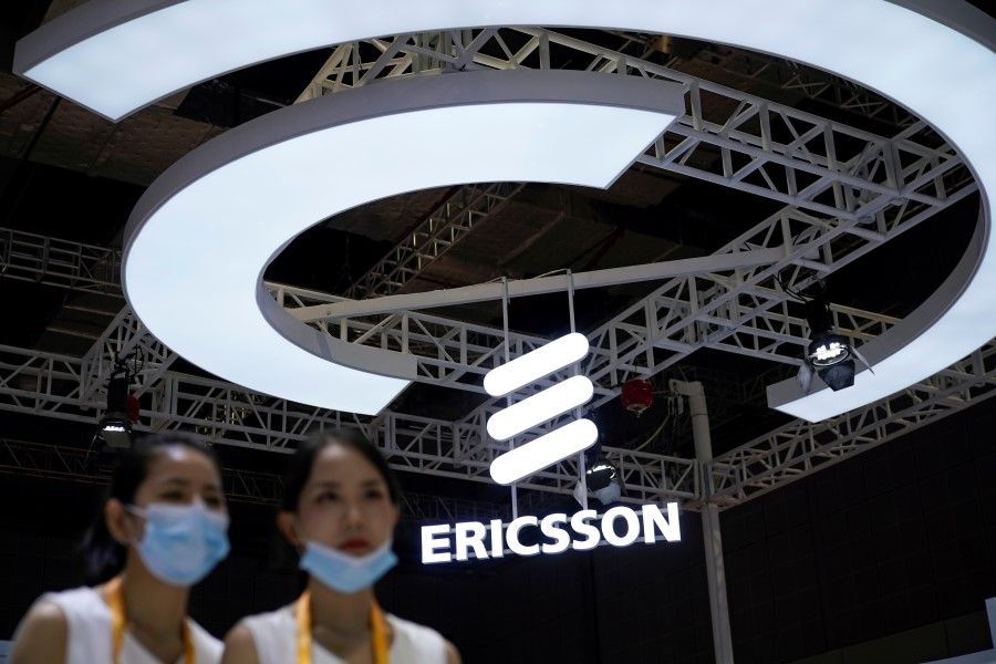 An Ericsson sign is seen at the third China International Import Expo (CIIE) in Shanghai, China, 5 November 2020. (Aly Song/REUTERS)