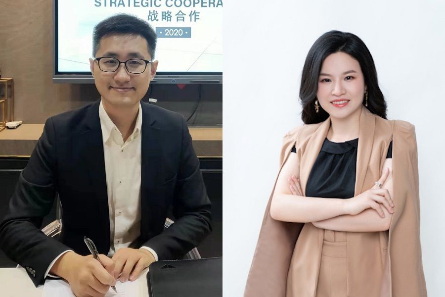Mike Hu (left), co-founder and CEO of Addin.sg, and Keren Wang, founder and CEO of AladdinCommerce. (Photos provided by interviewee)