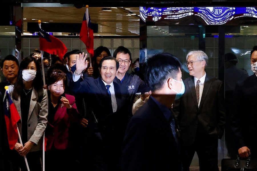 Former Taiwan President Ma Ying-jeou arrives at Taoyuan International Airport after concluding his 12-day trip to China in Taoyuan, Taiwan, 7 April 2023. (Ann Wang/Reuters)