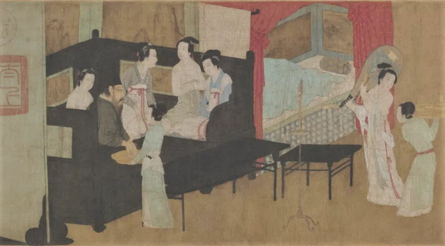 Gu Hongzhong, Night Revels of Han Xizai (《韩熙载夜宴图》), partial, The Palace Museum. (Internet)