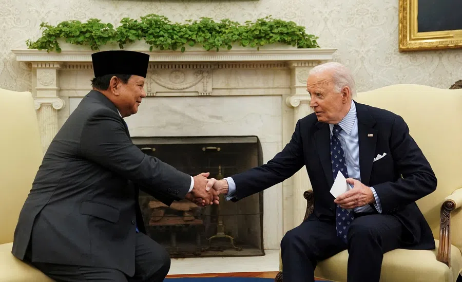 Former US President Joe Biden meets with Indonesian President Prabowo Subianto in the Oval Office of the White House in Washington, US, on 12 November 2024. (Kevin Lamarque/Reuters)