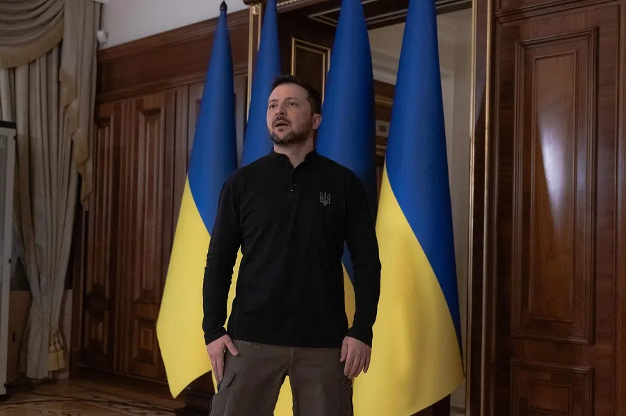 Ukraine’s President Volodymyr Zelenskyy speaks to the media during a press conference in Kyiv on 12 March 2025, amid the Russian invasion of Ukraine. (Roman Pilipey/AFP)