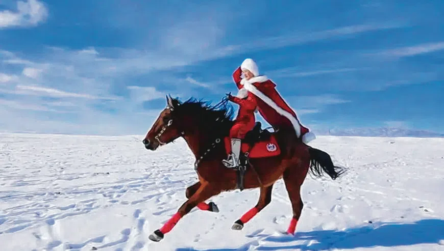 He Jiaolong, then deputy agricultural head of Zhaosu county, Ili prefecture, Xinjiang, gained 1 million followers after posting a video riding on a horse through the snow. (Internet)