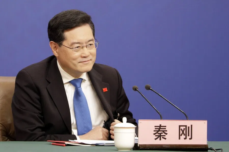 Qin Gang, China's foreign minister, during a news conference in Beijing, China, on 7 March 2023. (Qilai Shen/Reuters)