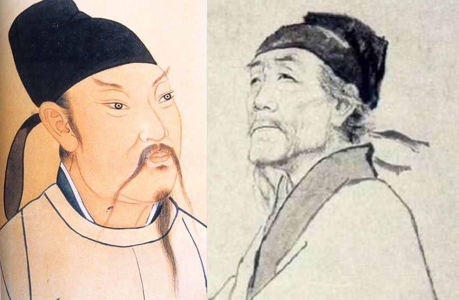 Tang dynasty poets Li Bai (left) and Du Fu. (Internet)