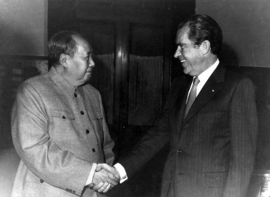 US President Richard Nixon met Chinese President Mao Zedong at Zhongnanhai, Beijing, February 1972, marking a turning point in China-US relations.
