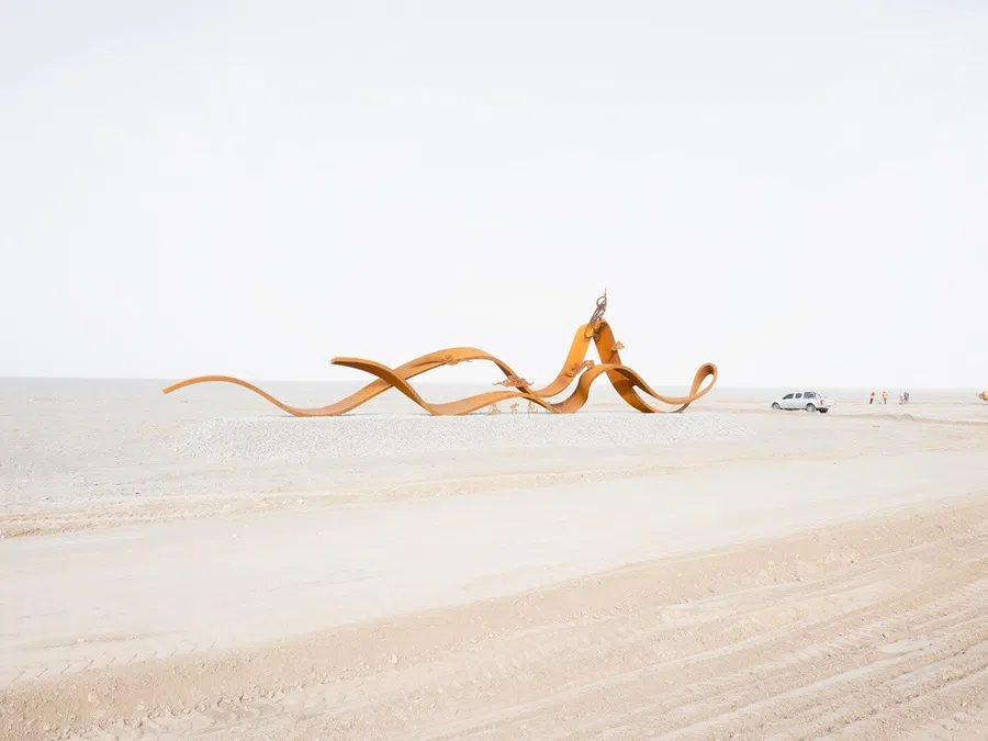 A sculpture in the expansive Gobi.
