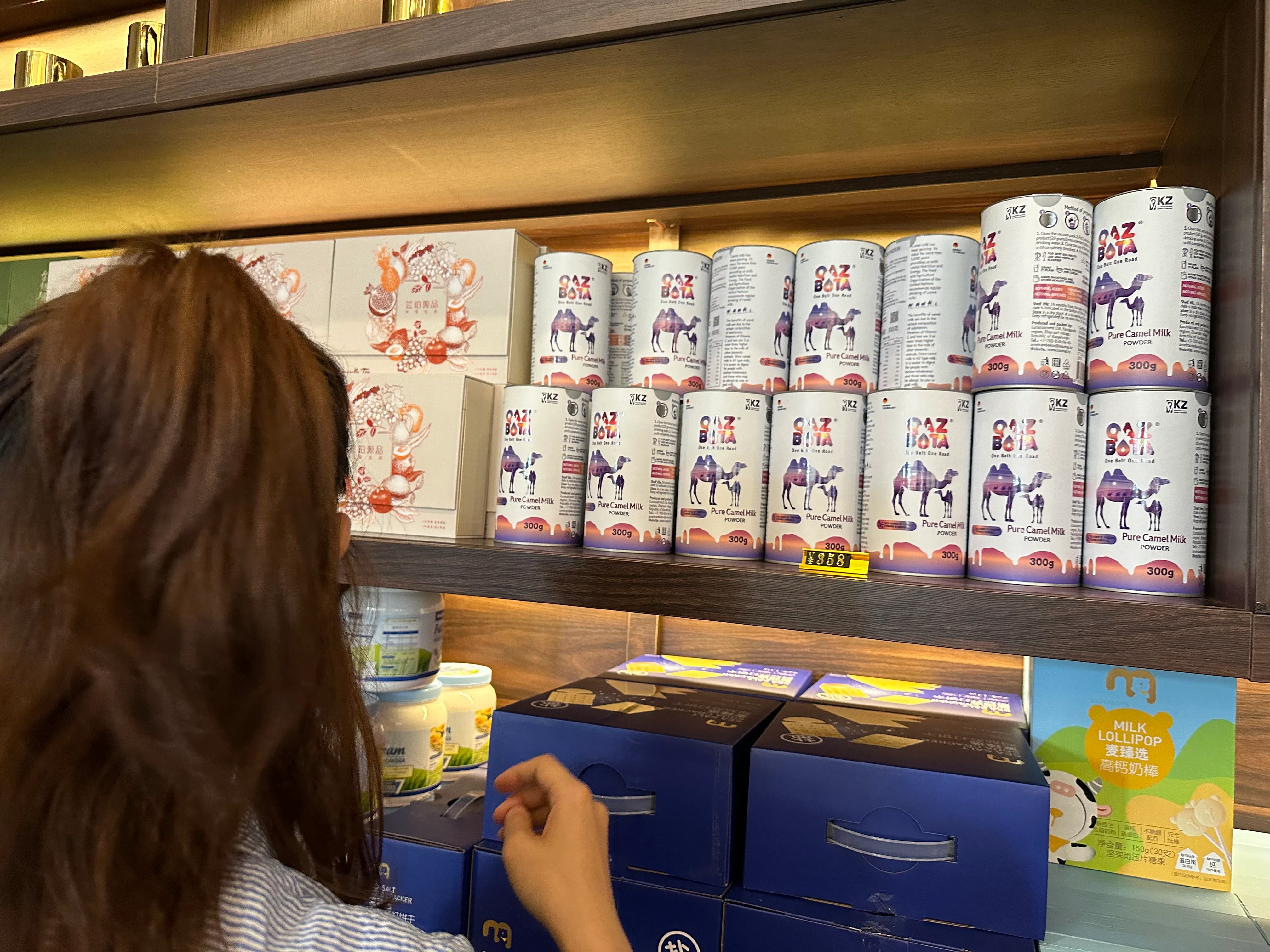 Camel milk sold at Zhongmei Group’s Wan Guo Hui. (Daryl Lim/SPH Media)