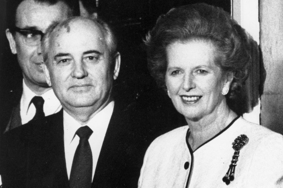 Former Soviet leader Mikhail Gorbachev with then British Prime Minister Margaret Thatcher, undated. (SPH)